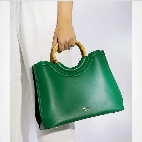 Brand New Dune Distinguish Bamboo Handle Satchel Green Large - Picture 5 of 7